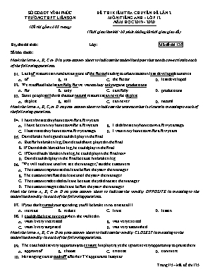 Đề thi kiểm tra chuyên đề lần 2 môn Tiếng Anh Lớp 12 - Mã đề 135 - Năm học 2019-2020 - Trường THPT Liễn Sơn
